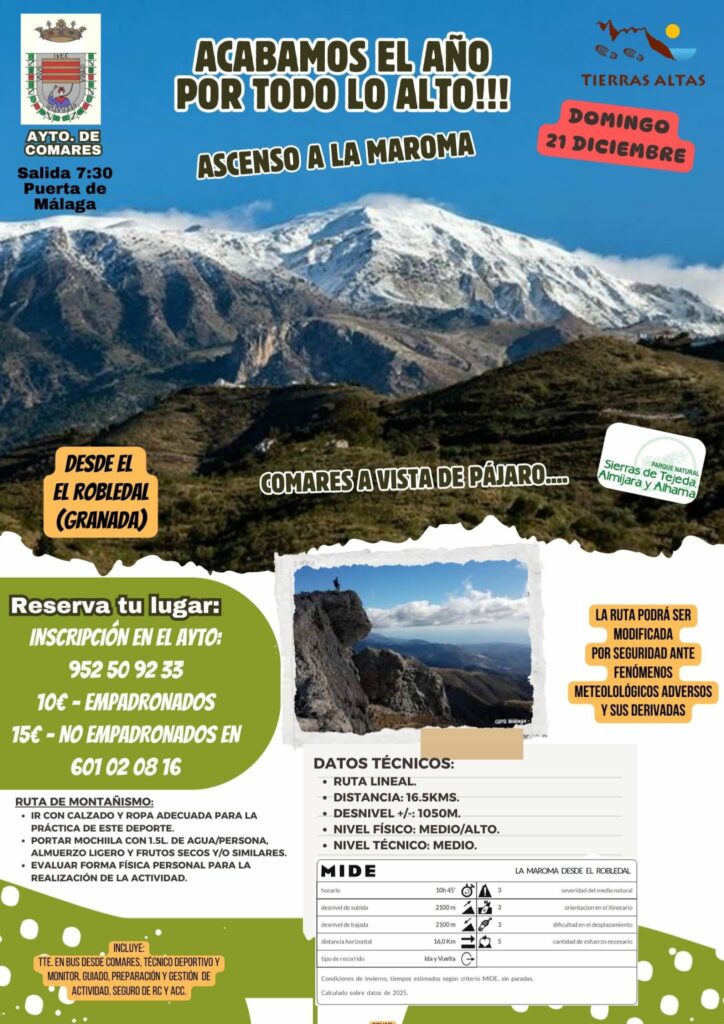 Senderismo Comares: Ascenso a la Maroma organizado por el Ayuntamiento.