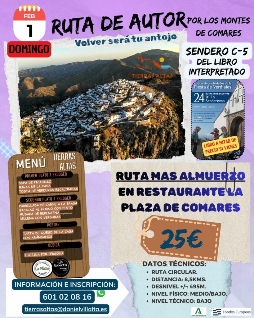 Rutas de autor: C-5 del libro de verdiales con almuerzo en Comares.