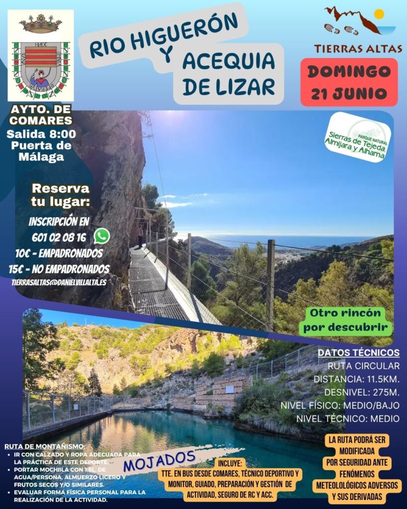 Ruta veraniega por el río Higuerón y acequia de Lizar con el Ayto. de Comares